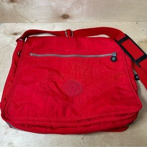 Kipling Madhouse Red Large Nylon Messenger Bag Expandable
